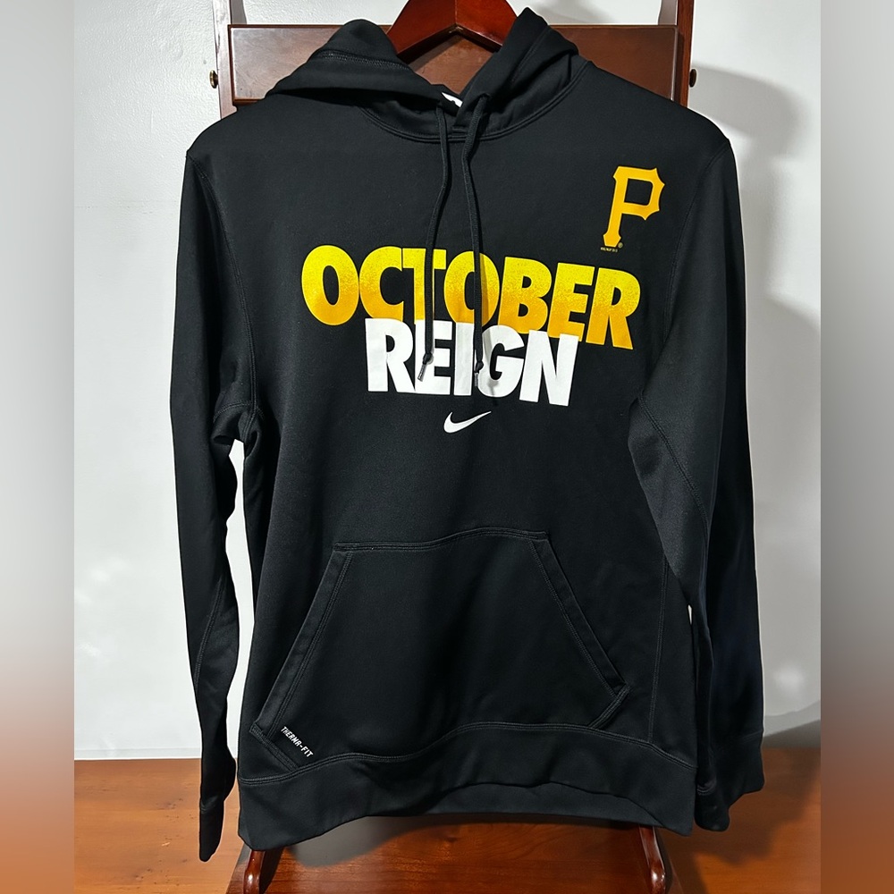 Nike Therma Fit Men’s Small Black Hoodie, Sweatshirt, Pirates, Baseball, Long
